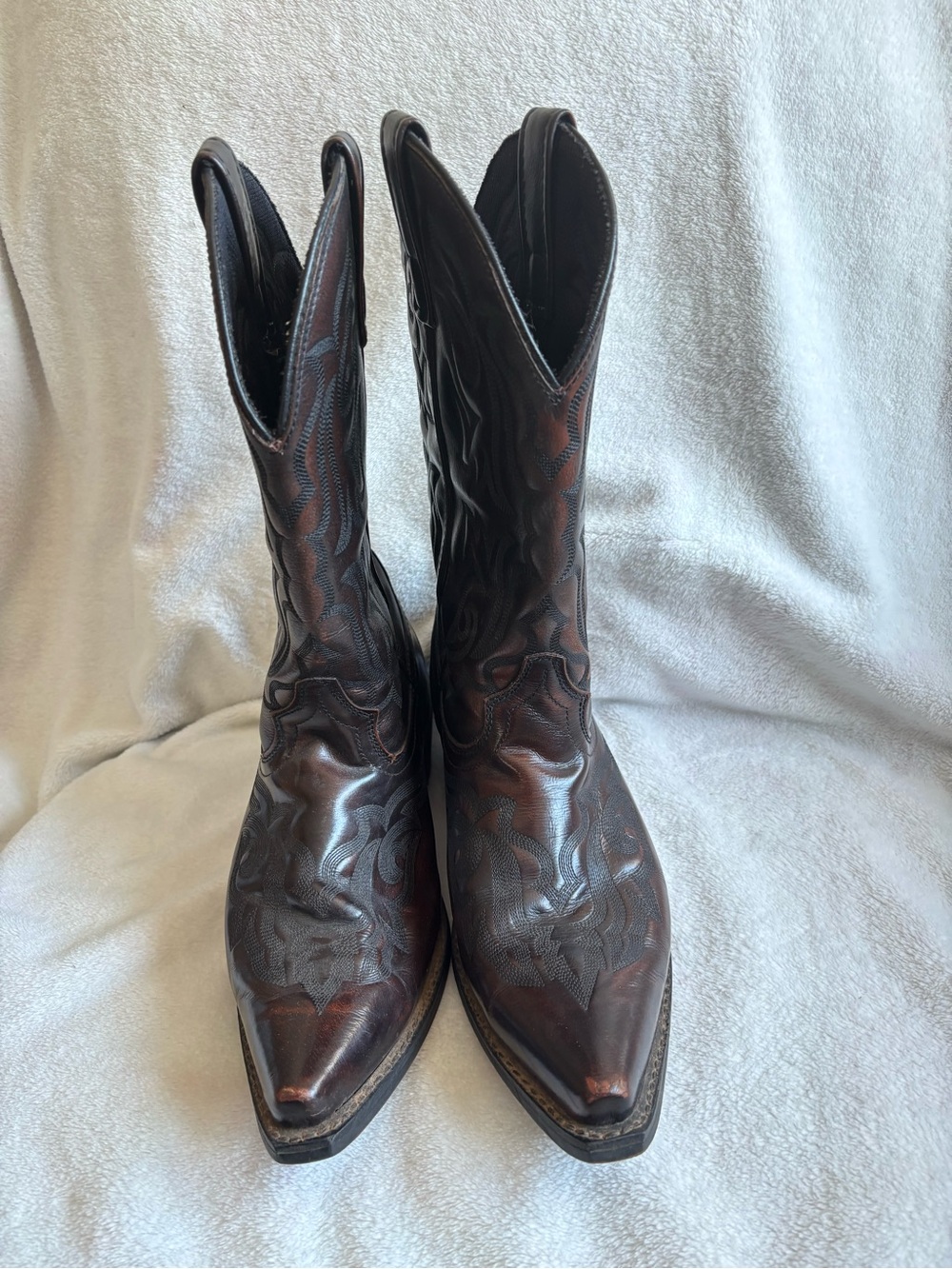 Laredo Men's Dark Brown Leather Western Cowboy Boots - Picture 2 of 4